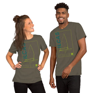 Boatbranding Army / S Unisex t-shirt ILCA 5 / Laser Radial Sailing-Gift Regatta Yacht Sailing-Lifestyle Sailing-Apparel Nautical-Fashion Nautical-Gear