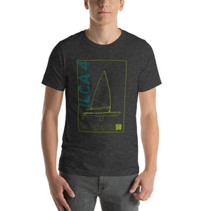 Boatbranding Dark Grey Heather / XS Unisex t-shirt ILCA 4 / Laser 4.7 Sailing-Gift Regatta Yacht Sailing-Lifestyle Sailing-Apparel Nautical-Fashion Nautical-Gear