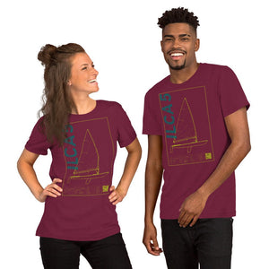 Boatbranding Maroon / XS Unisex t-shirt ILCA 5 / Laser Radial Sailing-Gift Regatta Yacht Sailing-Lifestyle Sailing-Apparel Nautical-Fashion Nautical-Gear