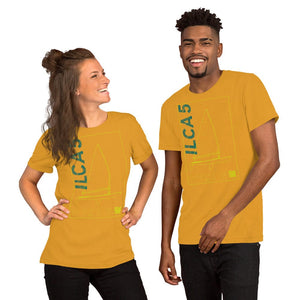Boatbranding Mustard / XS Unisex t-shirt ILCA 5 / Laser Radial Sailing-Gift Regatta Yacht Sailing-Lifestyle Sailing-Apparel Nautical-Fashion Nautical-Gear