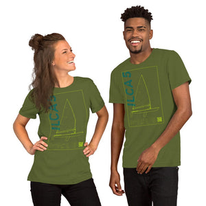Boatbranding Olive / S Unisex t-shirt ILCA 5 / Laser Radial Sailing-Gift Regatta Yacht Sailing-Lifestyle Sailing-Apparel Nautical-Fashion Nautical-Gear
