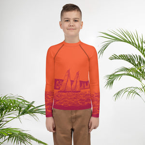 Boatbranding Rash Guard 8 Sailing design Youth unisex Rash Guard - Long Sleeve Sailing-Gift Regatta Yacht Sailing-Lifestyle Sailing-Apparel Nautical-Fashion Nautical-Gear