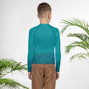 Boatbranding Rash Guard Sailing design Youth unisex Rash Guard - Long Sleeve "Keep the sea plastic free" Sailing-Gift Regatta Yacht Sailing-Lifestyle Sailing-Apparel Nautical-Fashion Nautical-Gear