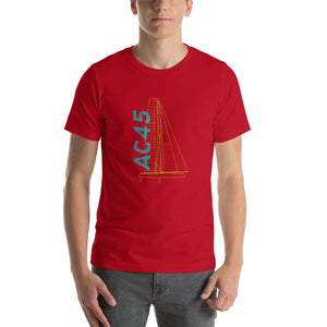 Boatbranding Red / XS AC45 Unisex t-shirt Sailing-Gift Regatta Yacht Sailing-Lifestyle Sailing-Apparel Nautical-Fashion Nautical-Gear