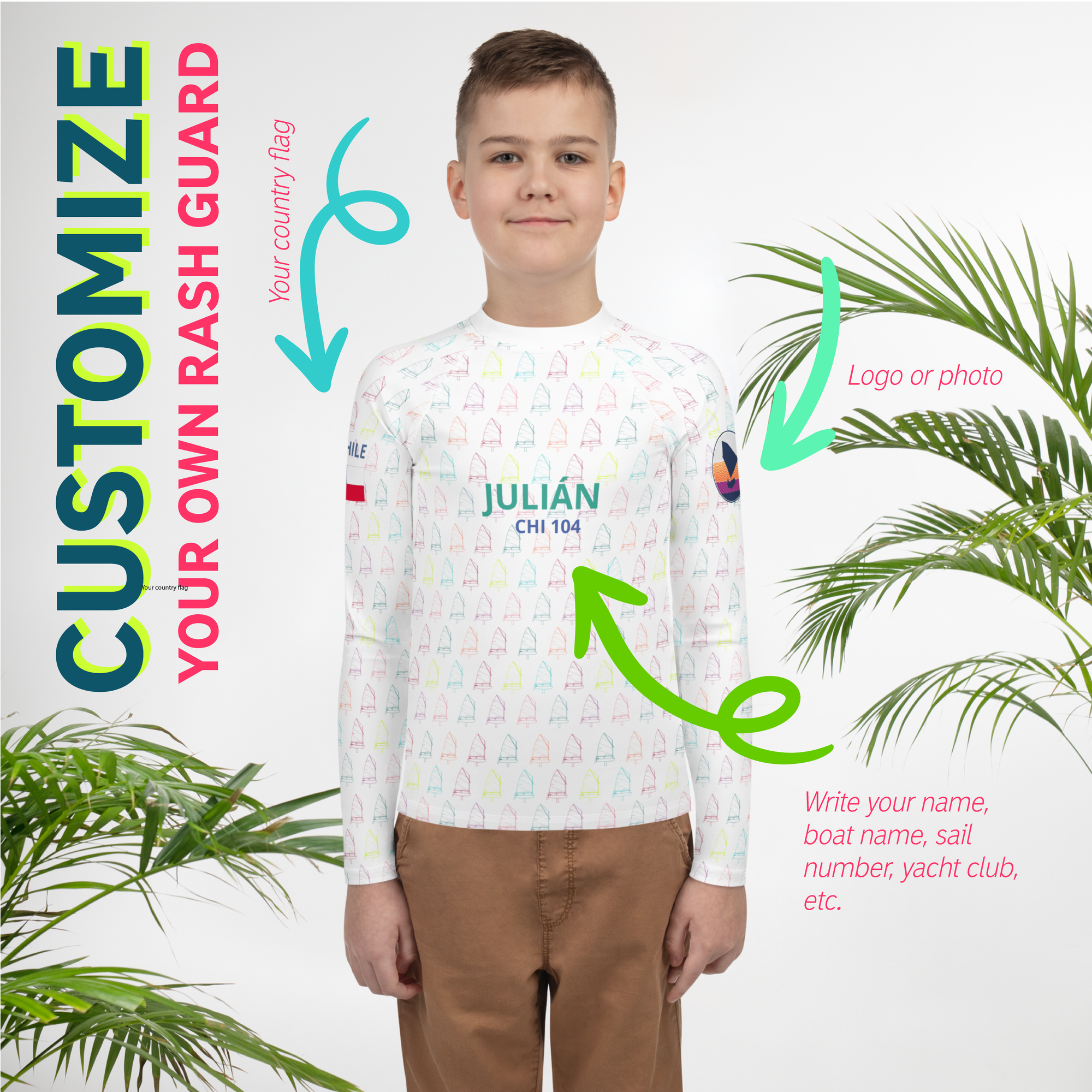 Custom 1.1 Youth Unisex Rash Guard Sailing Optimist