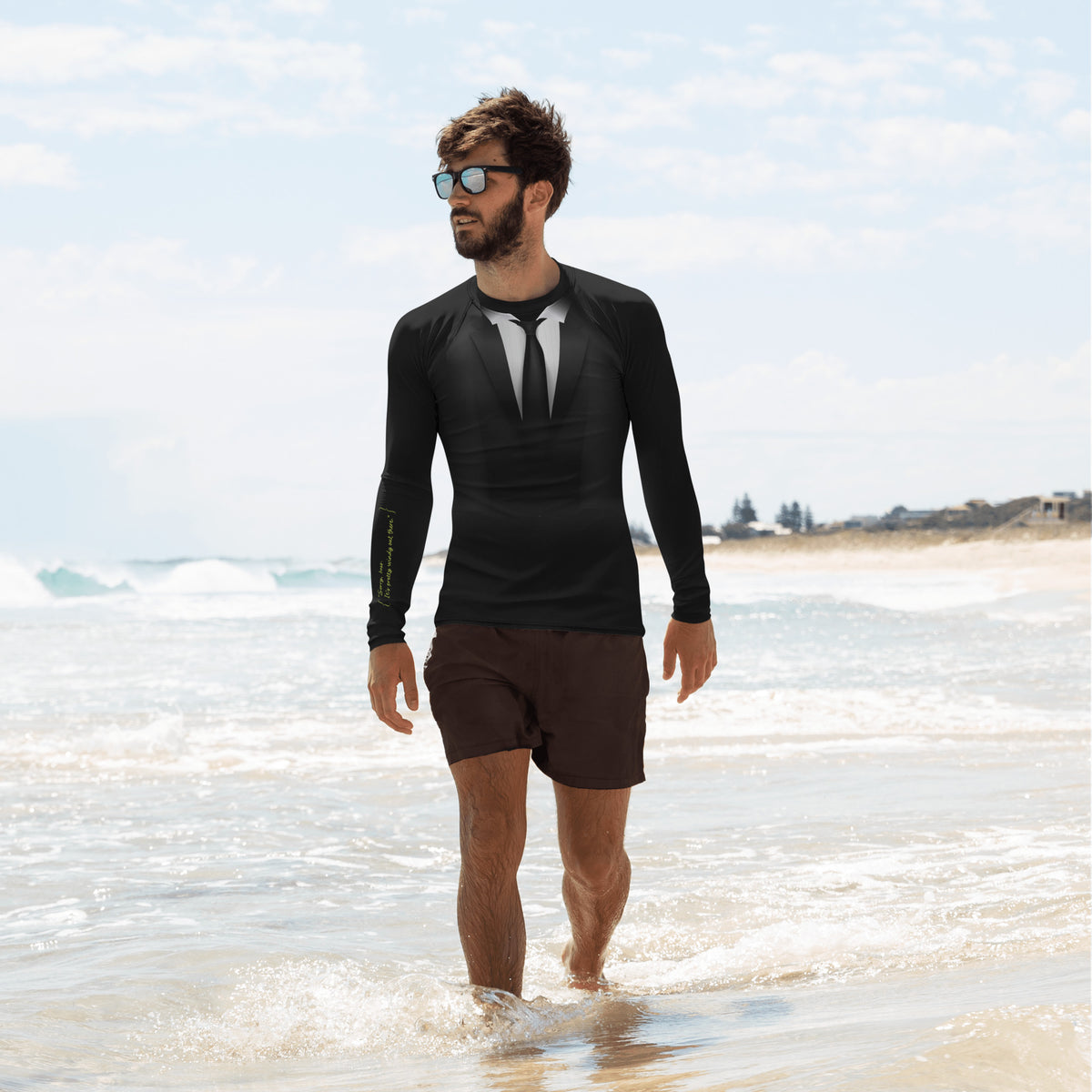 Sailing design  "sorry boss" Men's Rash Guard - Long Sleeve