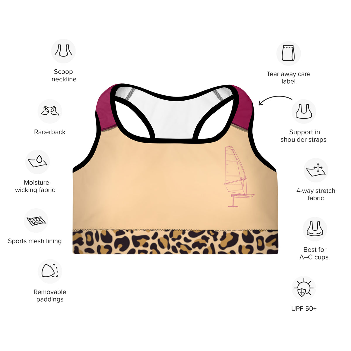IQ Foil Windsurf Sailing Padded Sports Bra
