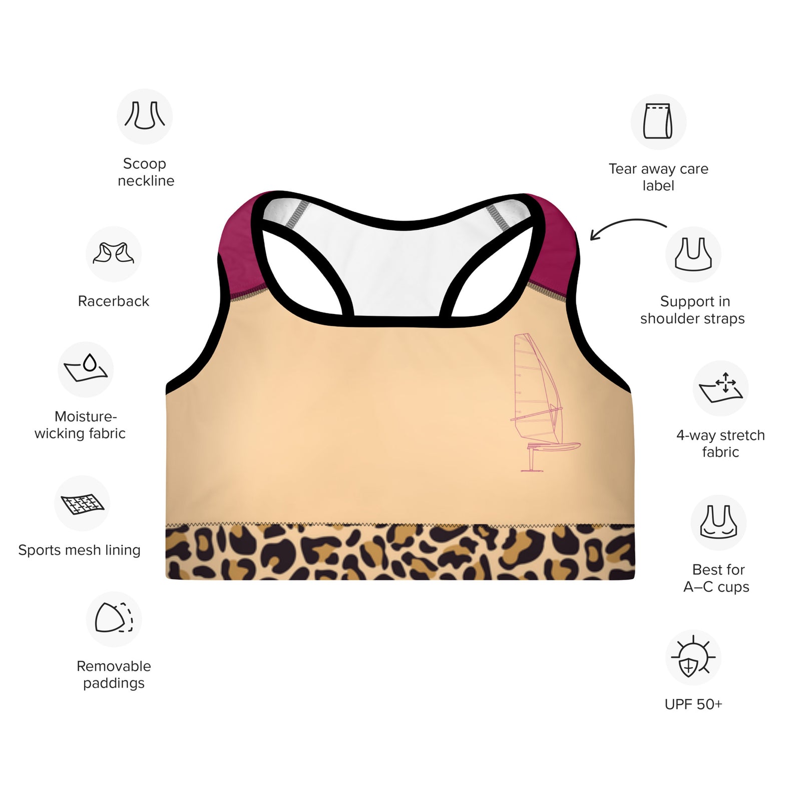 IQ Foil Windsurf Sailing Padded Sports Bra