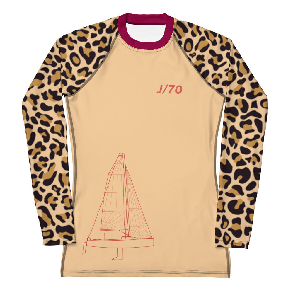 J70 yacht sailing design women's Rash Guard. Animal Print - Long Sleeve