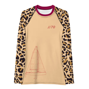J70 yacht sailing design women's Rash Guard. Animal Print - Long Sleeve