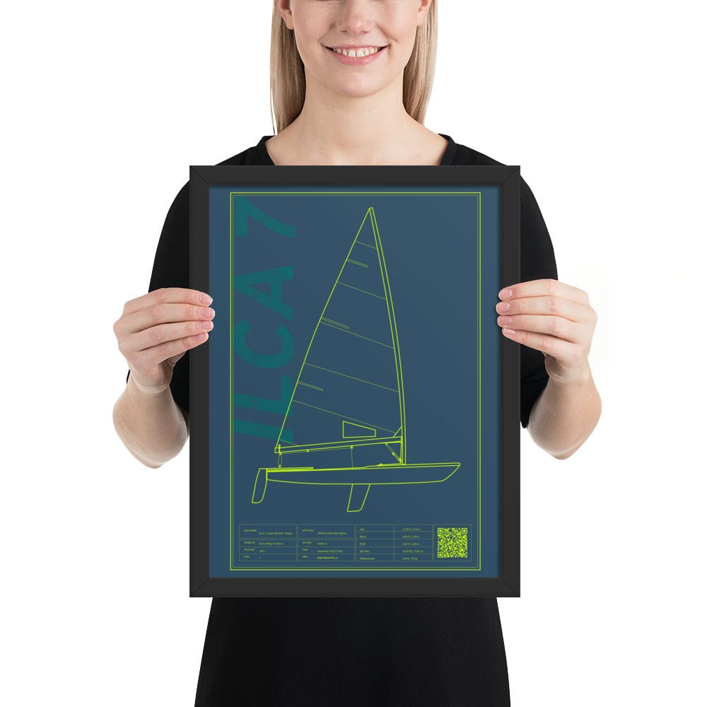 Boatbranding Black / 12″×16″ Framed poster ILCA 7 / Laser Sailing-Gift Regatta Yacht Sailing-Lifestyle Sailing-Apparel Nautical-Fashion Nautical-Gear