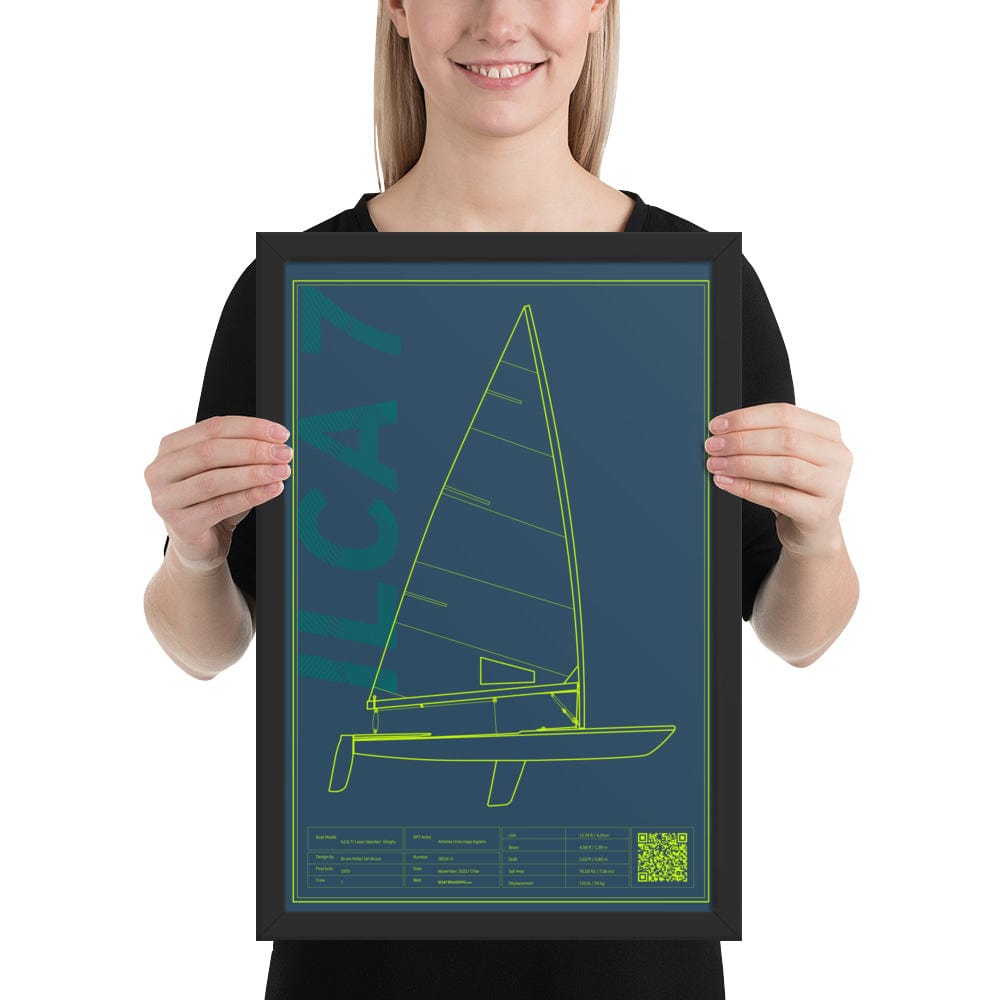 Boatbranding Black / 12″×18″ Framed poster ILCA 7 / Laser Sailing-Gift Regatta Yacht Sailing-Lifestyle Sailing-Apparel Nautical-Fashion Nautical-Gear