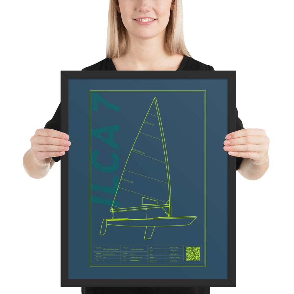 Boatbranding Black / 16″×20″ Framed poster ILCA 7 / Laser Sailing-Gift Regatta Yacht Sailing-Lifestyle Sailing-Apparel Nautical-Fashion Nautical-Gear