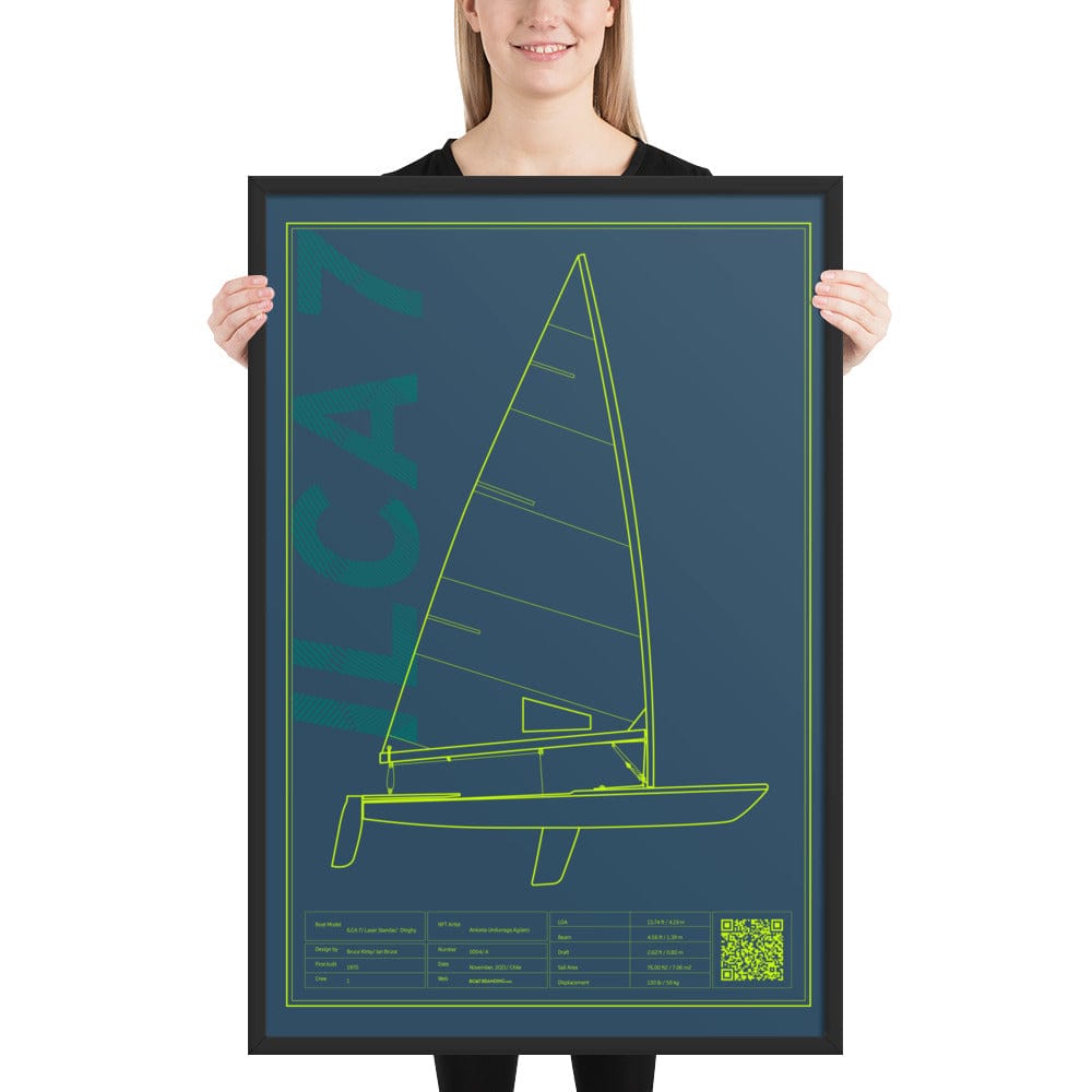 Boatbranding Black / 24″×36″ Framed poster ILCA 7 / Laser Sailing-Gift Regatta Yacht Sailing-Lifestyle Sailing-Apparel Nautical-Fashion Nautical-Gear
