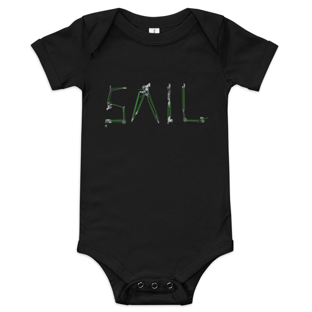 Boatbranding Black / 3-6m SAIL Baby short sleeve one piece Sailing-Gift Regatta Yacht Sailing-Lifestyle Sailing-Apparel Nautical-Fashion Nautical-Gear