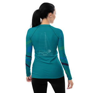 Boatbranding Euphoria Women's Rash Guard Sailing-Gift Regatta Yacht Sailing-Lifestyle Sailing-Apparel Nautical-Fashion Nautical-Gear