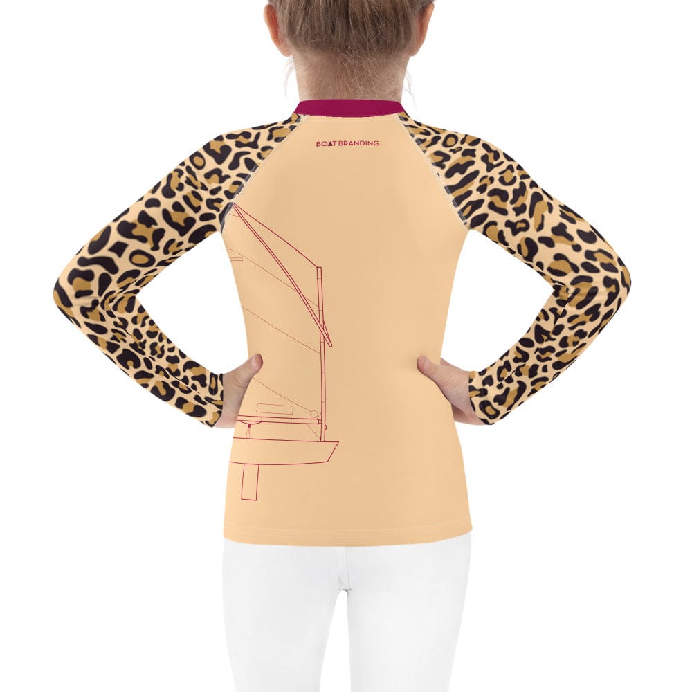 Boatbranding 2T Optimist sailing design Kids girl Rash Guard  Animal print- Long Sleeve Sailing-Gift Regatta Yacht Sailing-Lifestyle Sailing-Apparel Nautical-Fashion Nautical-Gear