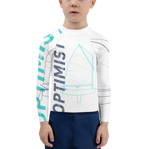 Boatbranding Rash Guard 2T Optimist sailing design Kids unisex Rash Guard - Long Sleeve Sailing-Gift Regatta Yacht Sailing-Lifestyle Sailing-Apparel Nautical-Fashion Nautical-Gear