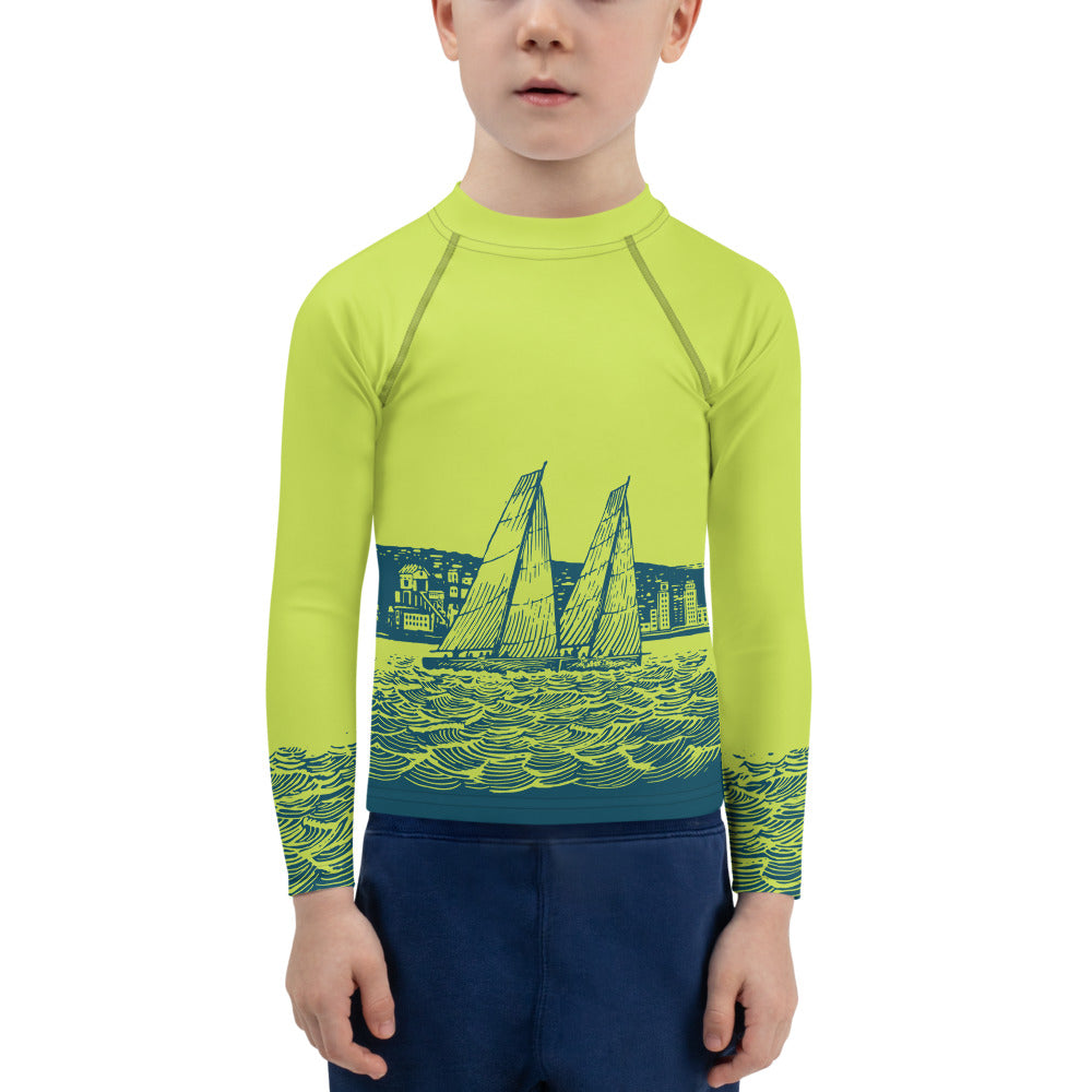 Boatbranding Rash Guard 2T Sailing design Kids unisex Rash Guard - Long Sleeve Sailing-Gift Regatta Yacht Sailing-Lifestyle Sailing-Apparel Nautical-Fashion Nautical-Gear