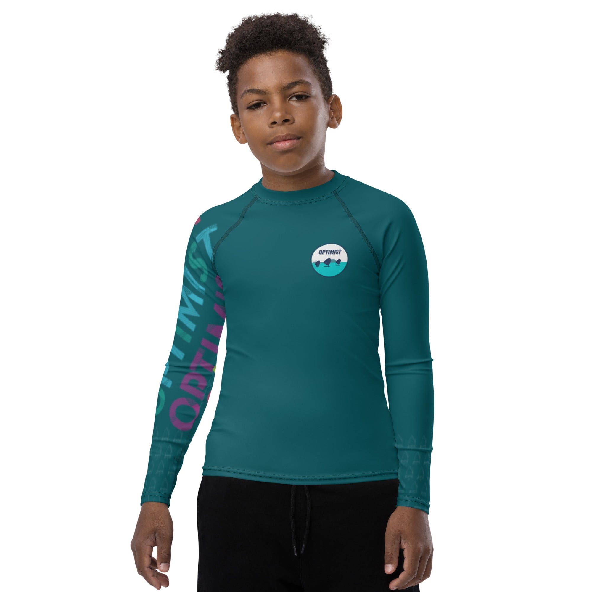 Boatbranding Rash Guard 8 Optimist sailing patch design Youth Unisex Rash Guard - Long Sleeve Sailing-Gift Regatta Yacht Sailing-Lifestyle Sailing-Apparel Nautical-Fashion Nautical-Gear