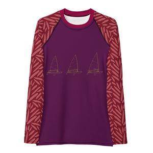 Boatbranding Rash Guard ILCA Laser sailing design women's Rash Guard - Long Sleeve Sailing-Gift Regatta Yacht Sailing-Lifestyle Sailing-Apparel Nautical-Fashion Nautical-Gear