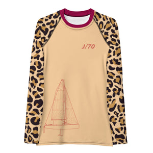 Boatbranding Rash Guard J70 yacht sailing design women's Rash Guard. Animal Print - Long Sleeve Sailing-Gift Regatta Yacht Sailing-Lifestyle Sailing-Apparel Nautical-Fashion Nautical-Gear