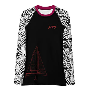 Boatbranding Rash Guard J70 yacht sailing design women's Rash Guard. - Long Sleeve Sailing-Gift Regatta Yacht Sailing-Lifestyle Sailing-Apparel Nautical-Fashion Nautical-Gear