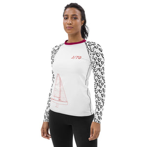 Boatbranding Rash Guard J70 yacht sailing design women's Rash Guard - Long Sleeve Sailing-Gift Regatta Yacht Sailing-Lifestyle Sailing-Apparel Nautical-Fashion Nautical-Gear