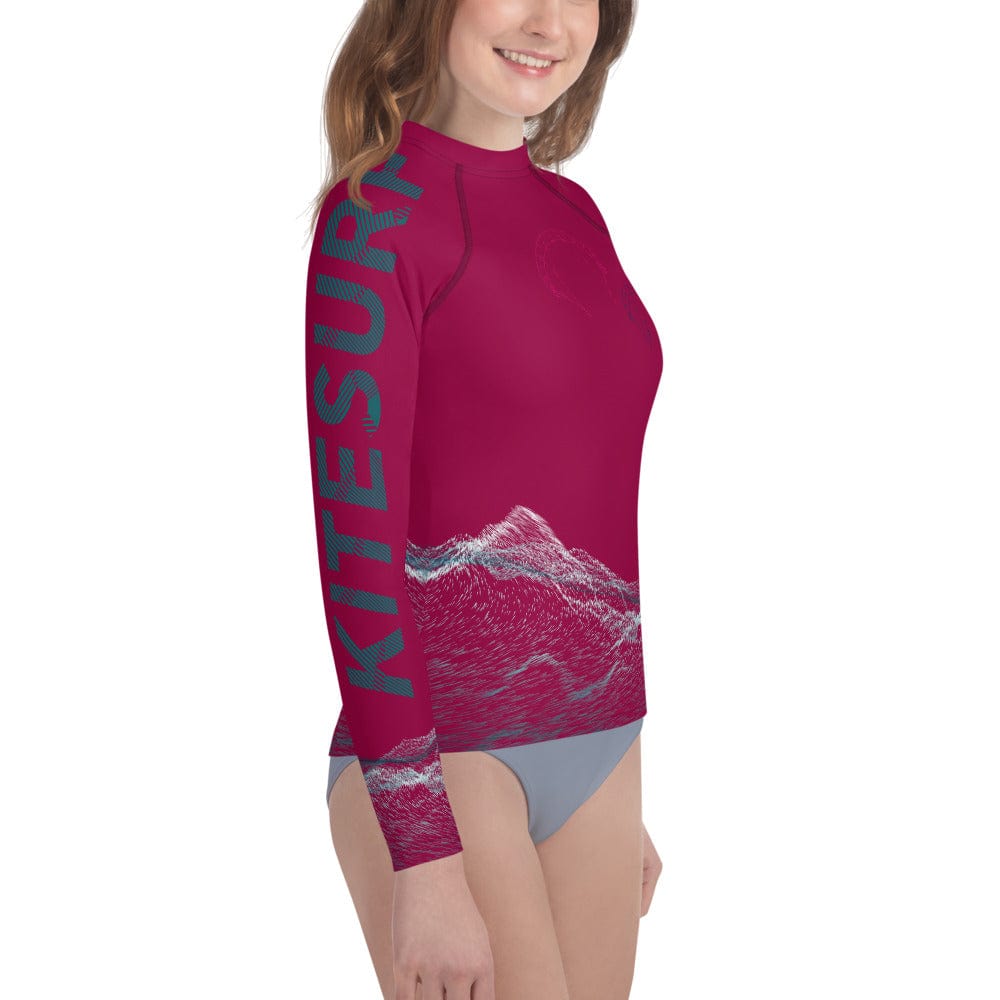 Boatbranding Rash Guard Kitesurfing sailing design Youth Girl Rash Guard - Long Sleeve Sailing-Gift Regatta Yacht Sailing-Lifestyle Sailing-Apparel Nautical-Fashion Nautical-Gear
