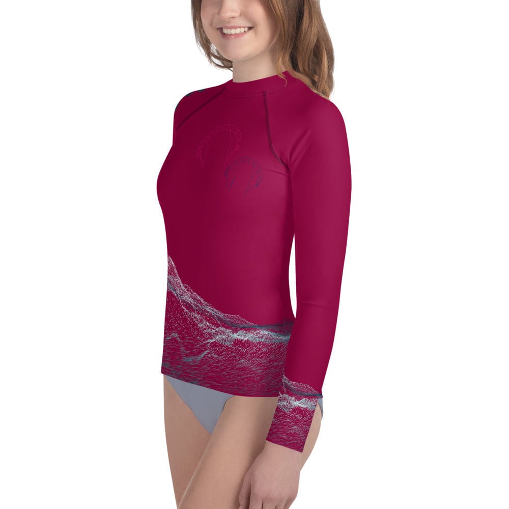 Boatbranding Rash Guard Kitesurfing sailing design Youth Girl Rash Guard - Long Sleeve Sailing-Gift Regatta Yacht Sailing-Lifestyle Sailing-Apparel Nautical-Fashion Nautical-Gear