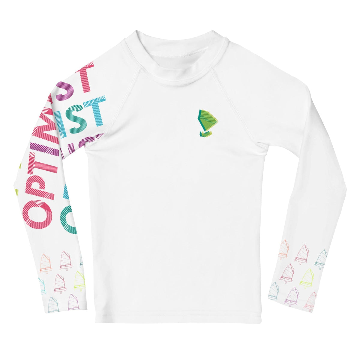 Boatbranding Rash Guard Optimist sailing design Kids unisex Rash Guard - Long Sleeve Sailing-Gift Regatta Yacht Sailing-Lifestyle Sailing-Apparel Nautical-Fashion Nautical-Gear