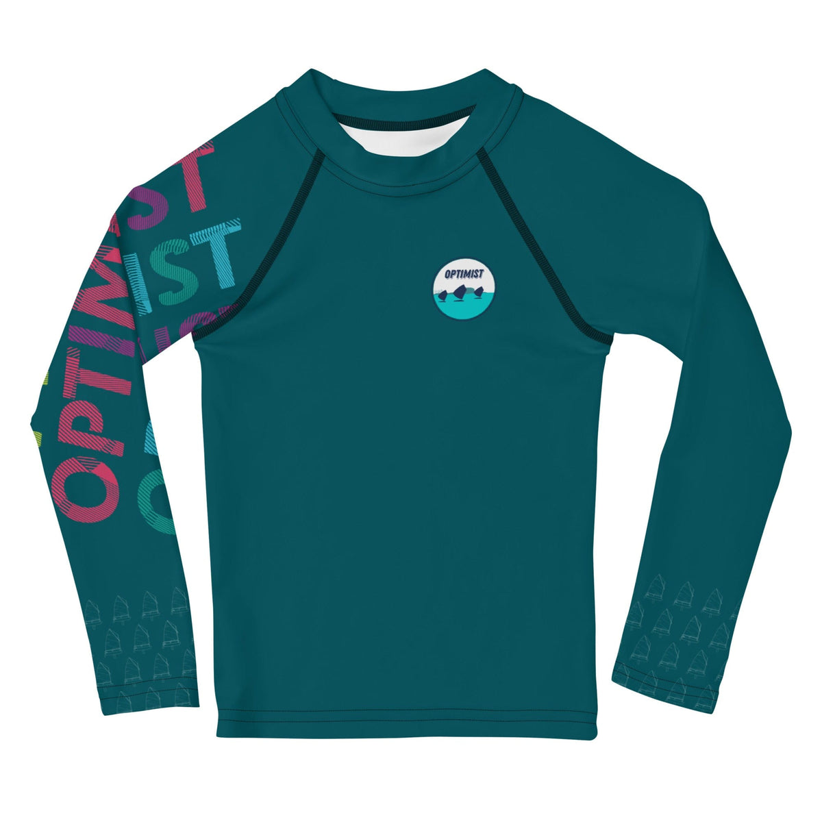 Boatbranding Rash Guard Optimist sailing design Kids unisex Rash Guard - Long Sleeve Sailing-Gift Regatta Yacht Sailing-Lifestyle Sailing-Apparel Nautical-Fashion Nautical-Gear