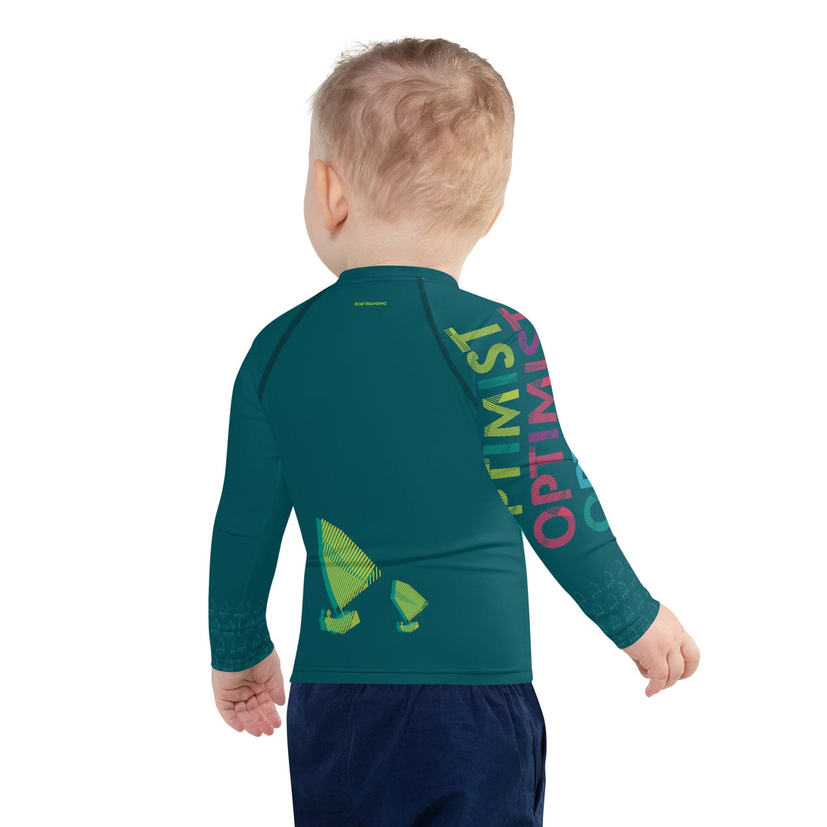Boatbranding Rash Guard Optimist sailing design Kids unisex Rash Guard - Long Sleeve Sailing-Gift Regatta Yacht Sailing-Lifestyle Sailing-Apparel Nautical-Fashion Nautical-Gear