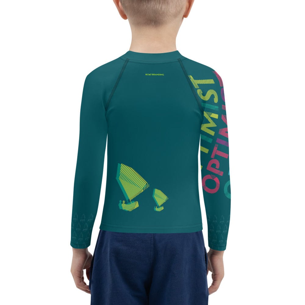 Boatbranding Rash Guard 2T Optimist sailing design Kids unisex Rash Guard - Long Sleeve Sailing-Gift Regatta Yacht Sailing-Lifestyle Sailing-Apparel Nautical-Fashion Nautical-Gear