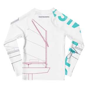 Boatbranding Rash Guard Optimist sailing design Kids unisex Rash Guard - Long Sleeve Sailing-Gift Regatta Yacht Sailing-Lifestyle Sailing-Apparel Nautical-Fashion Nautical-Gear