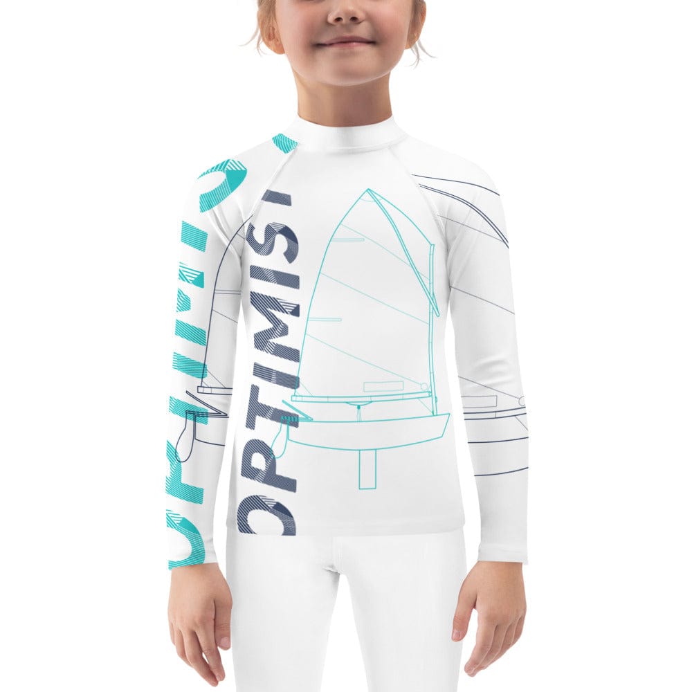 Boatbranding Rash Guard Optimist sailing design Kids unisex Rash Guard - Long Sleeve Sailing-Gift Regatta Yacht Sailing-Lifestyle Sailing-Apparel Nautical-Fashion Nautical-Gear