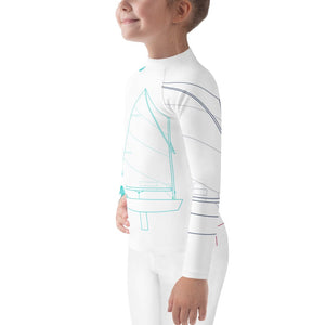 Boatbranding Rash Guard Optimist sailing design Kids unisex Rash Guard - Long Sleeve Sailing-Gift Regatta Yacht Sailing-Lifestyle Sailing-Apparel Nautical-Fashion Nautical-Gear