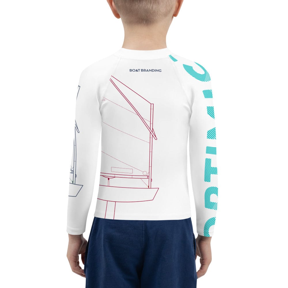 Boatbranding Rash Guard 2T Optimist sailing design Kids unisex Rash Guard - Long Sleeve Sailing-Gift Regatta Yacht Sailing-Lifestyle Sailing-Apparel Nautical-Fashion Nautical-Gear