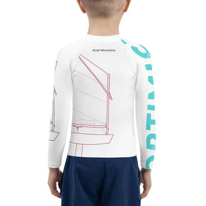 Boatbranding Rash Guard Optimist sailing design Kids unisex Rash Guard - Long Sleeve Sailing-Gift Regatta Yacht Sailing-Lifestyle Sailing-Apparel Nautical-Fashion Nautical-Gear