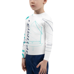 Boatbranding Rash Guard Optimist sailing design Kids unisex Rash Guard - Long Sleeve Sailing-Gift Regatta Yacht Sailing-Lifestyle Sailing-Apparel Nautical-Fashion Nautical-Gear