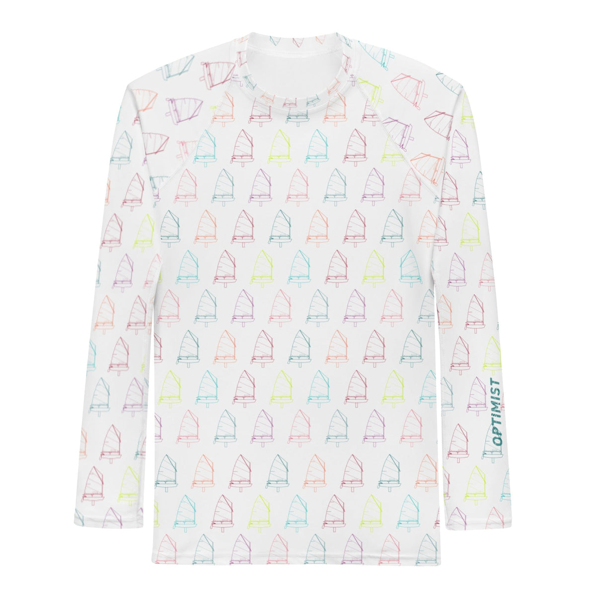 Boatbranding Rash Guard Optimist  sailing design Men's Rash Guard - Long Sleeve Sailing-Gift Regatta Yacht Sailing-Lifestyle Sailing-Apparel Nautical-Fashion Nautical-Gear