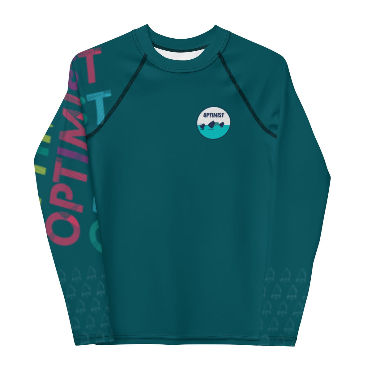 Boatbranding Rash Guard Optimist sailing patch design Youth Unisex Rash Guard - Long Sleeve Sailing-Gift Regatta Yacht Sailing-Lifestyle Sailing-Apparel Nautical-Fashion Nautical-Gear