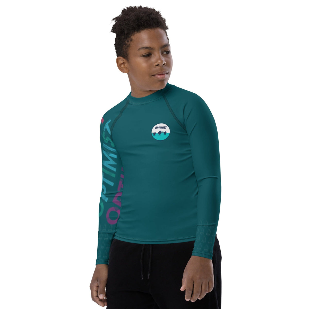 Boatbranding Rash Guard Optimist sailing patch design Youth Unisex Rash Guard - Long Sleeve Sailing-Gift Regatta Yacht Sailing-Lifestyle Sailing-Apparel Nautical-Fashion Nautical-Gear