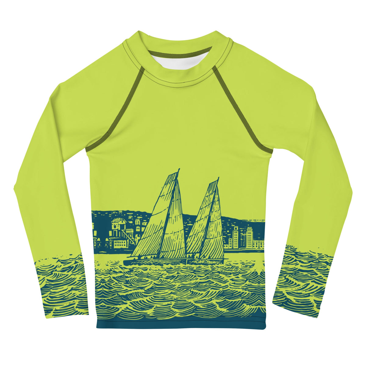 Boatbranding Rash Guard Sailing design Kids unisex Rash Guard - Long Sleeve Sailing-Gift Regatta Yacht Sailing-Lifestyle Sailing-Apparel Nautical-Fashion Nautical-Gear