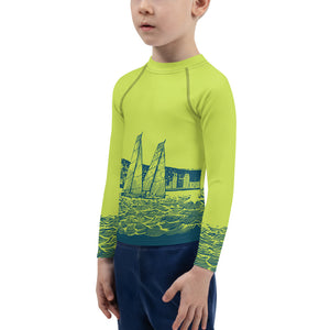 Boatbranding Rash Guard Sailing design Kids unisex Rash Guard - Long Sleeve Sailing-Gift Regatta Yacht Sailing-Lifestyle Sailing-Apparel Nautical-Fashion Nautical-Gear