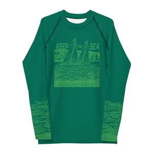 Boatbranding Rash Guard Sailing design Men's Rash Guard - Long Sleeve Keep the sea plastic free Sailing-Gift Regatta Yacht Sailing-Lifestyle Sailing-Apparel Nautical-Fashion Nautical-Gear