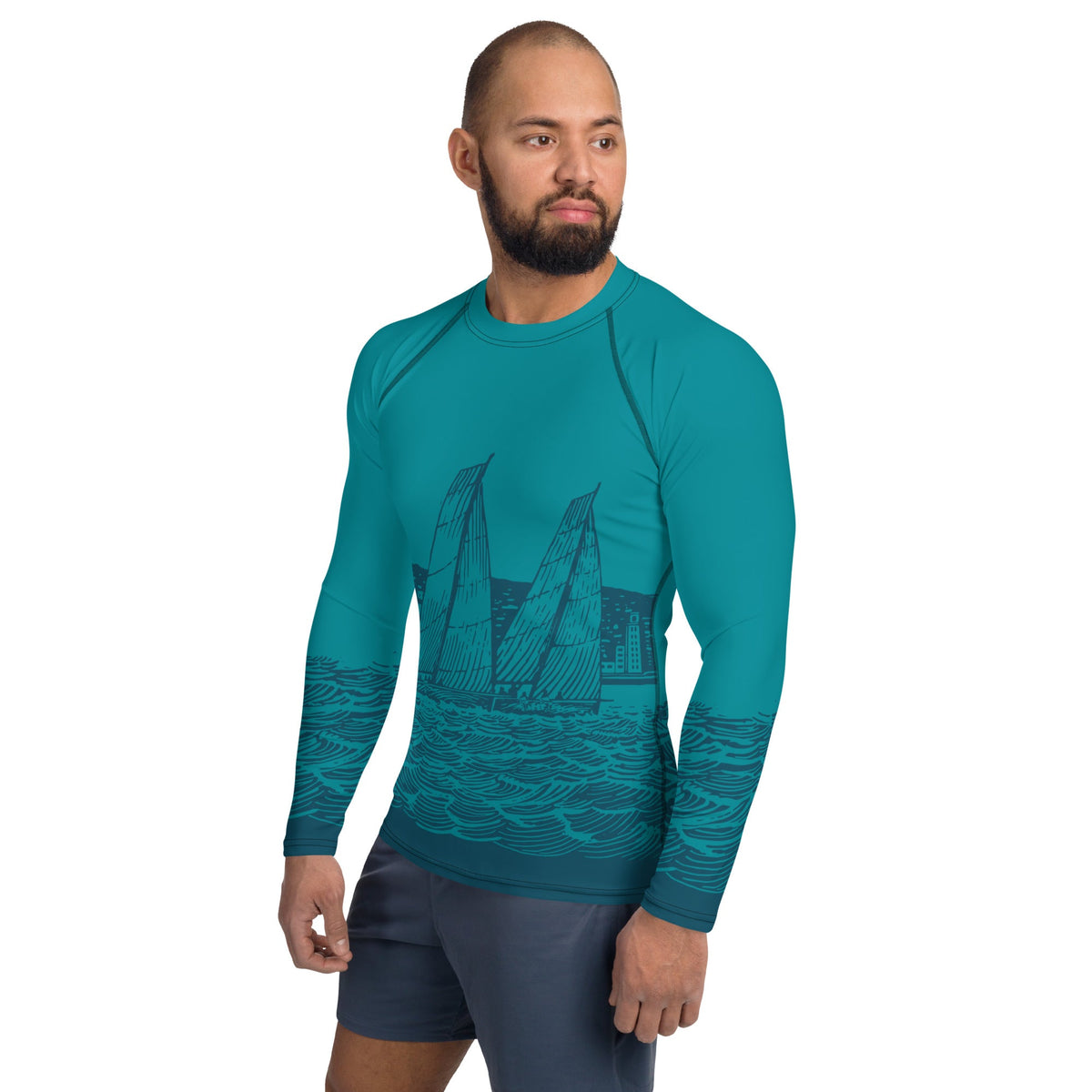 Boatbranding Rash Guard Sailing design Men's Rash Guard - Long Sleeve Sailing-Gift Regatta Yacht Sailing-Lifestyle Sailing-Apparel Nautical-Fashion Nautical-Gear