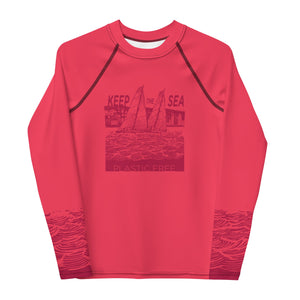 Boatbranding Rash Guard Sailing design Youth Girl Rash Guard - Long Sleeve "Keep the sea plastic free" Sailing-Gift Regatta Yacht Sailing-Lifestyle Sailing-Apparel Nautical-Fashion Nautical-Gear