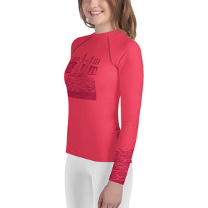 Boatbranding Rash Guard Sailing design Youth Girl Rash Guard - Long Sleeve "Keep the sea plastic free" Sailing-Gift Regatta Yacht Sailing-Lifestyle Sailing-Apparel Nautical-Fashion Nautical-Gear