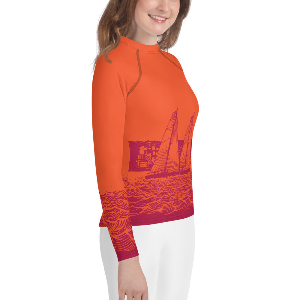 Boatbranding Rash Guard Sailing design Youth unisex Rash Guard - Long Sleeve Sailing-Gift Regatta Yacht Sailing-Lifestyle Sailing-Apparel Nautical-Fashion Nautical-Gear